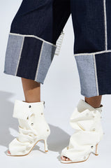 AZALEA WANG BIRD SONG SNAP OPEN TOE BOOTIE IN BONE