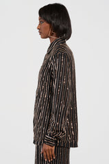 FLASHING LIGHTS BUTTON DOWN BLOUSE