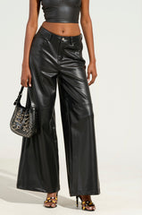 FEELS LIKE BUTTER FAUX LEATHER WIDE LEG PANTS
