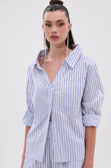 NOTHING BETTER STRIPE BUTTON DOWN WITH RHINESTONE