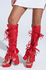 AZALEA WANG LENNOX 2 IN 1 STRAPPY SANDAL IN RED
