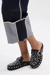 AZALEA WANG TURIN BLACK METAL EMBELLISHMENT FLAT