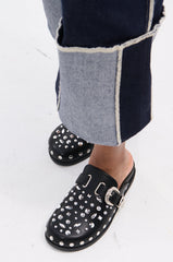 AZALEA WANG TURIN BLACK METAL EMBELLISHMENT FLAT