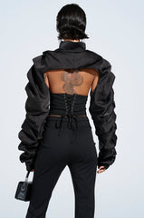 CORA SATIN BOLERO IN BLACK