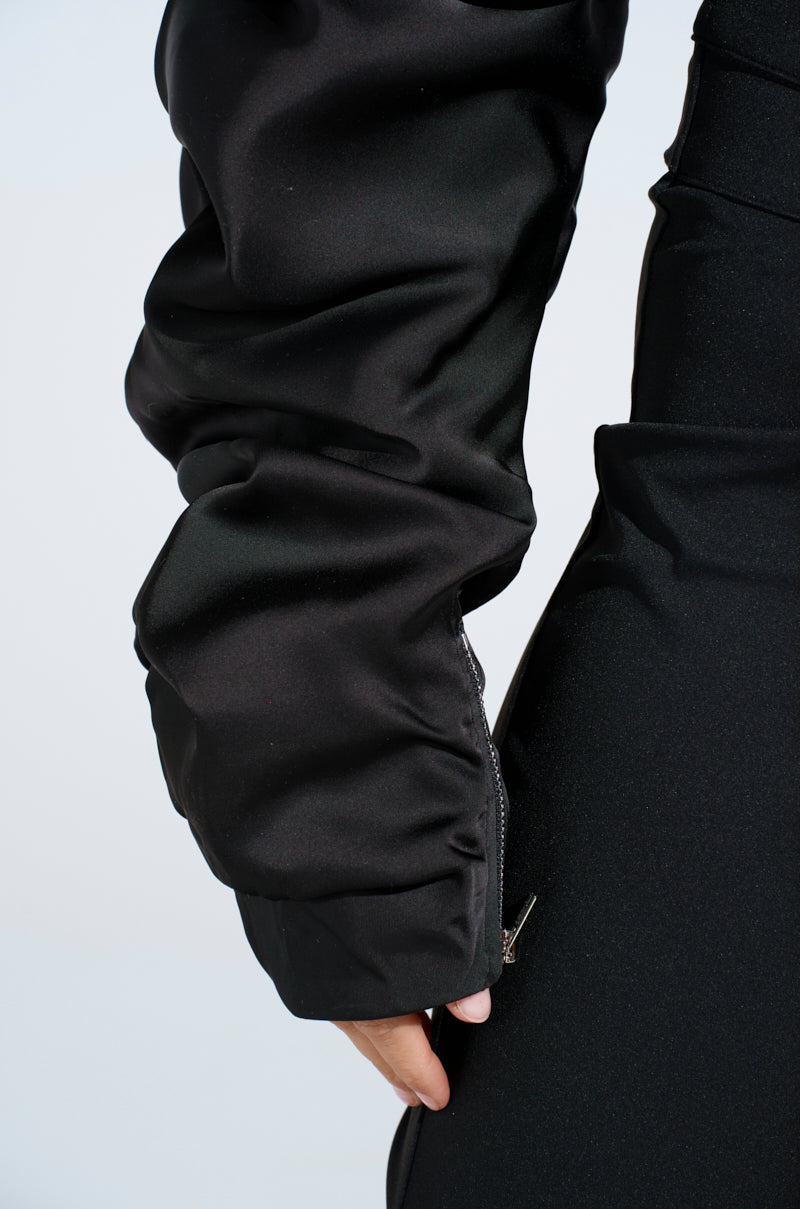 CORA SATIN BOLERO IN BLACK