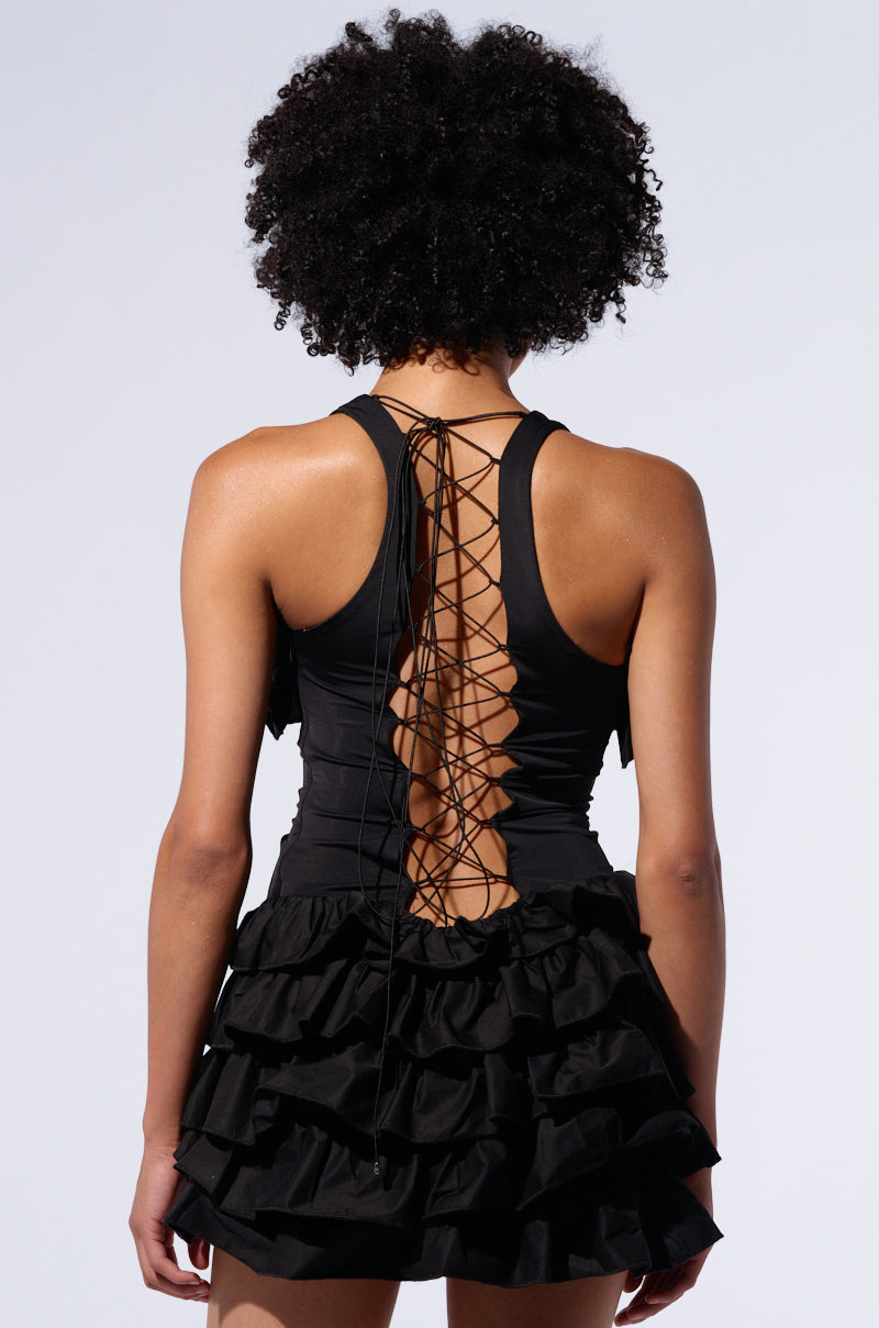 FUN N FLIRTY RUFFLED POPLIN MINI DRESS