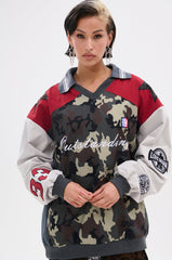 FLIP THE SWITCH PATCHWORK DETAILED JERSEY TOP