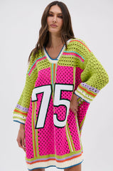 COURTSIDE OR SEASIDE CROCHET JERSEY DRESS
