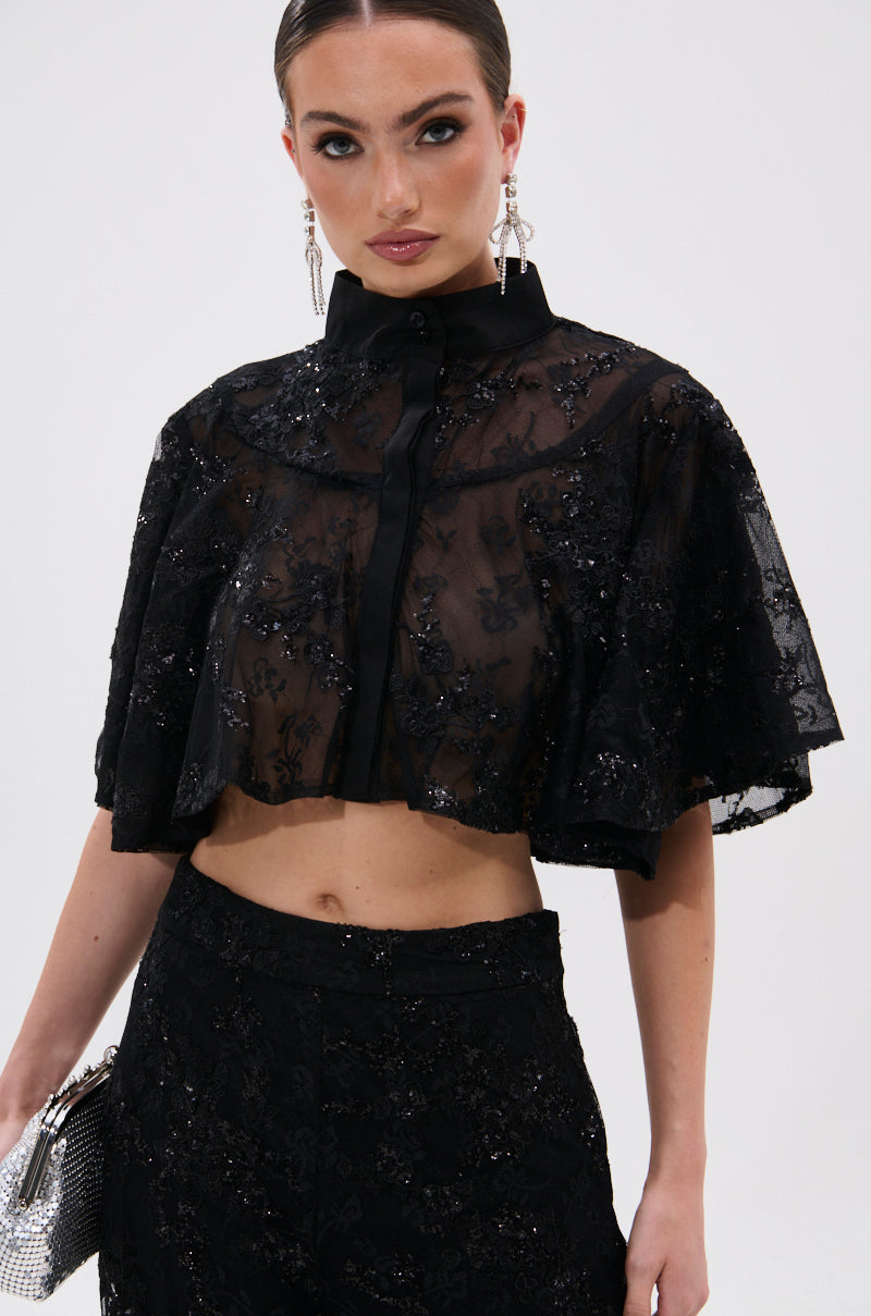 QUEEN B LACE BUTTON DOWN