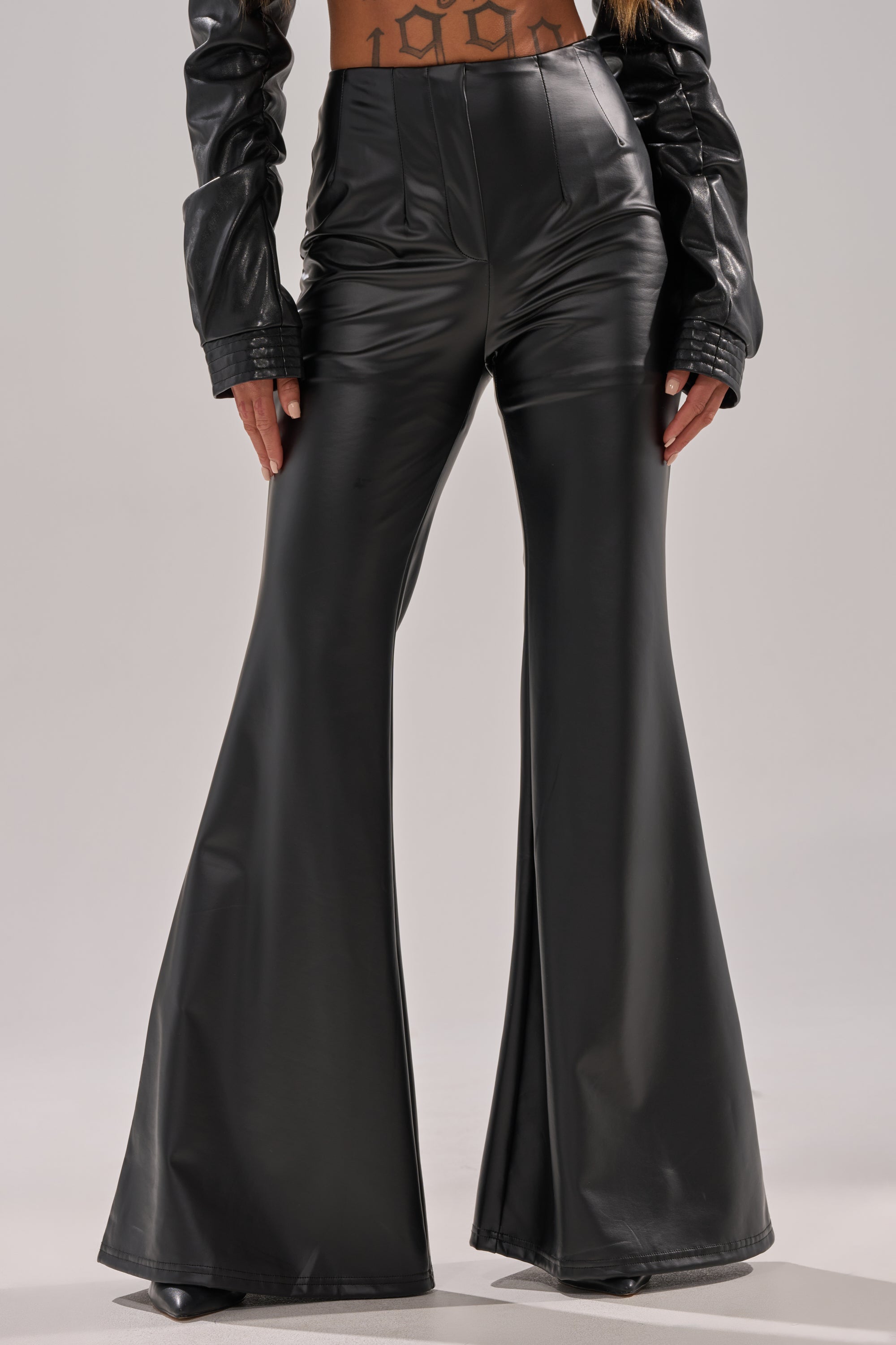DONT CRY BABY GIRL FAUX LEATHER FLARE TROUSER