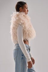 COCO CROPPED FUR VEST IN BEIGE