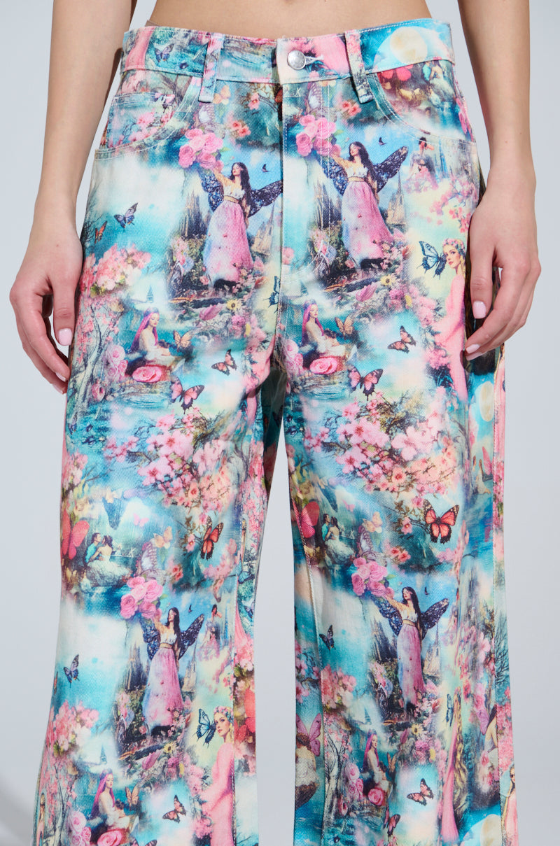 FEMALE FANTASY PRINTED DENIM PANTS