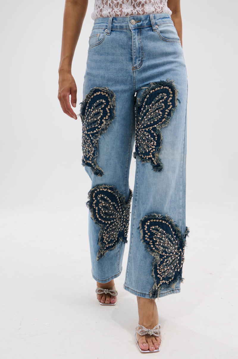 REBIRTH BUTTERFLY PATCH JEANS