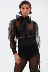 DANCE AND SHAKE BLOUSE WITH BOW IN BLACK