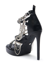 AZALEA WANG BEREN BLACK HARDWARE EMBELLISHED SANDAL