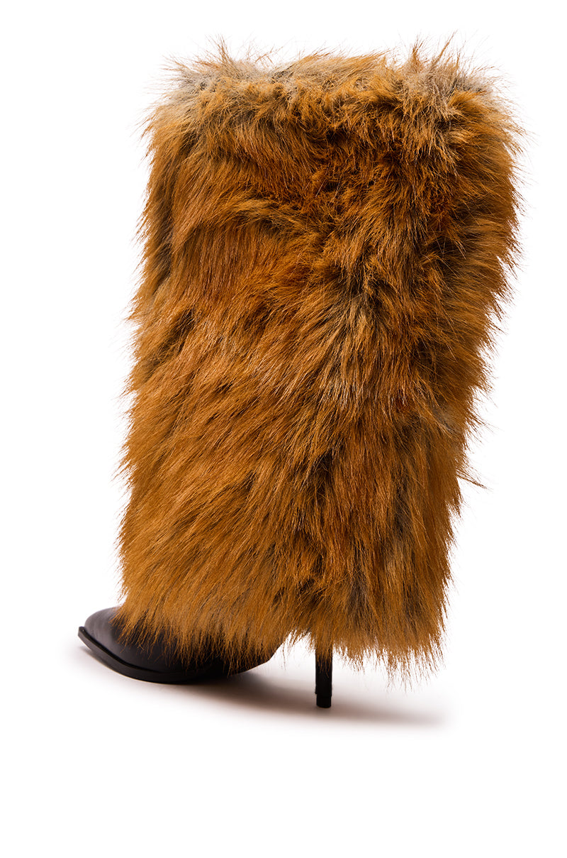 AZALEA WANG EKKEN RED FOX FUR STILETTO BOOT