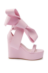 AZALEA WANG EMEKA PINK PLATFORM SANDAL WITH BOW