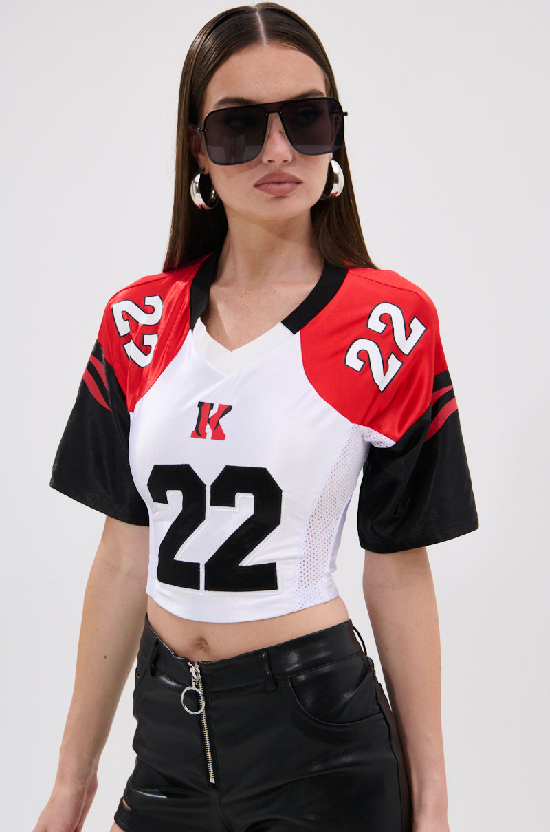 CATCH MY VIBE CORSETED JERSEY TOP