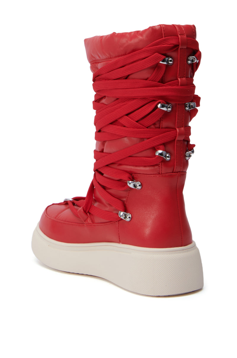 AZALEA WANG FENRYS RED FLAT BOOTIE