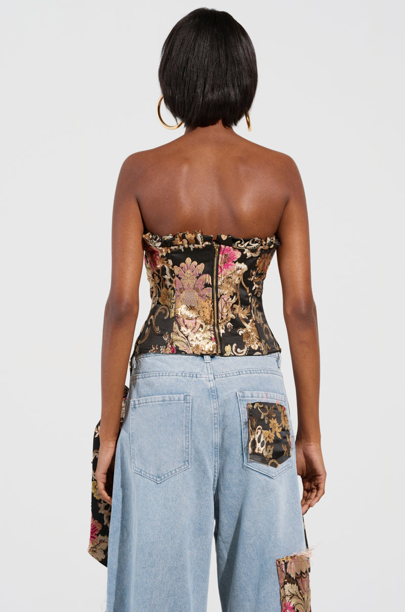 QUEENDOM BROCADE CORSET TOP