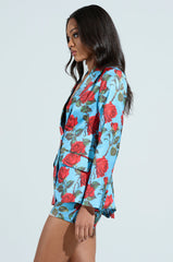 DOZEN ROSES SATIN BLAZER