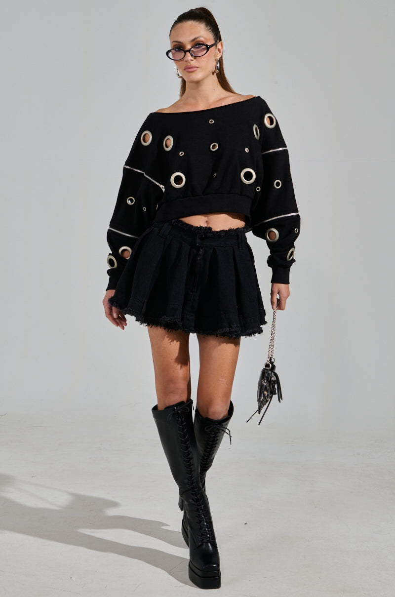 DREAMS VINTAGE ZIPPER DETAIL SWEATSHIRT