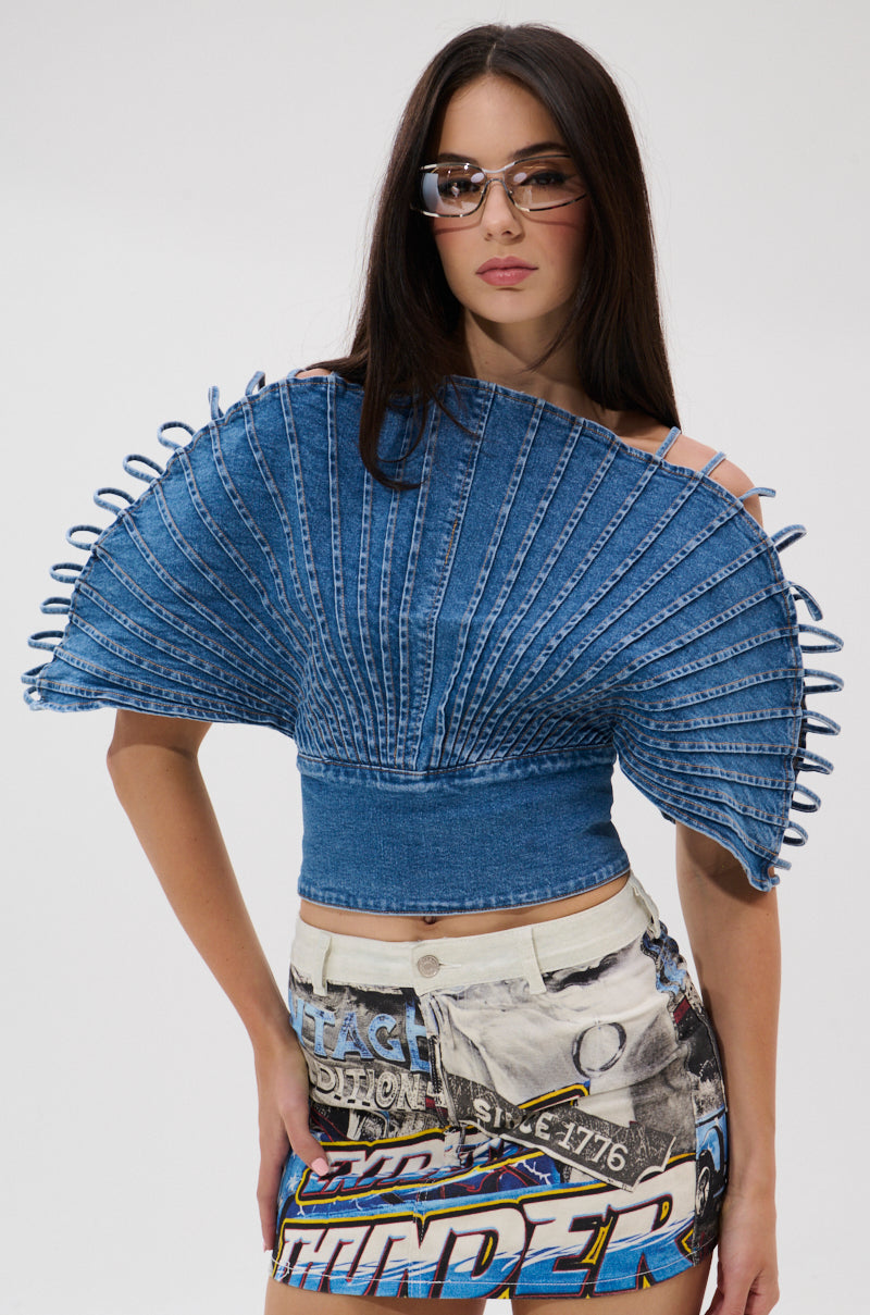 DENIM ON DENIM BLOUSE