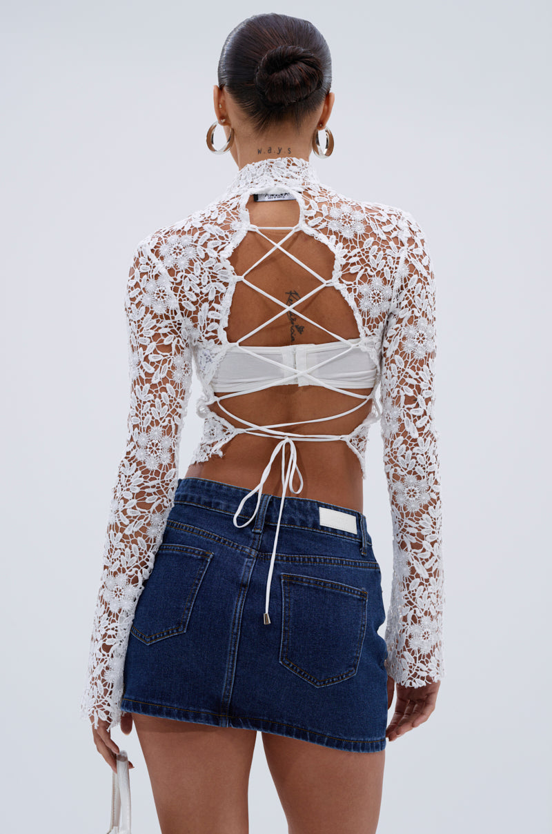 GIMME MORE LACE ZIP-UP TOP