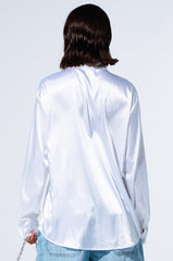DIAMOND BRIGHT BUTTON DOWN SATIN BLOUSE