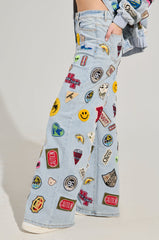 AUSTIN WIDE LEG PATCH DENIM