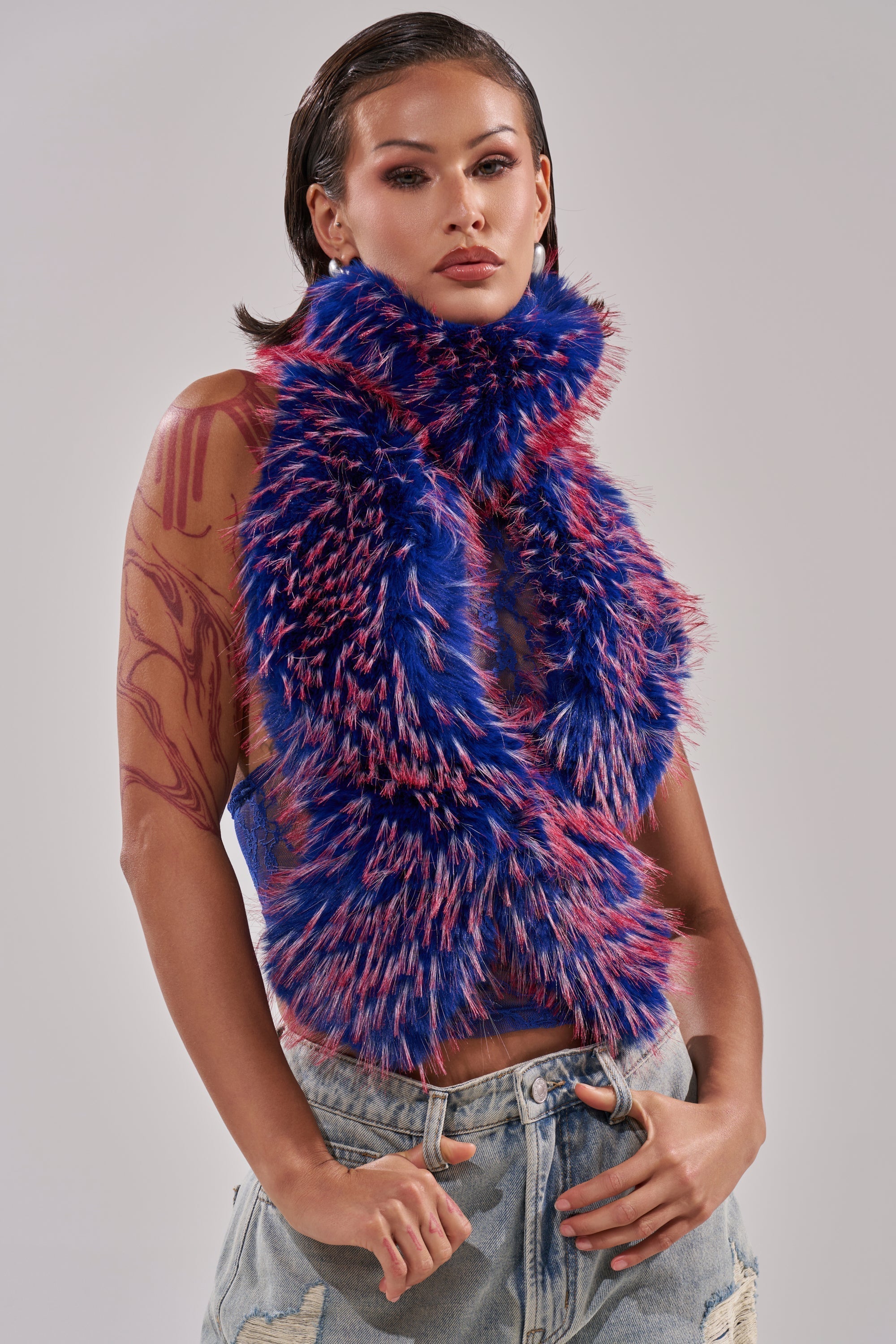 FEEL ME BABY FUR BLOUSE IN BLUE