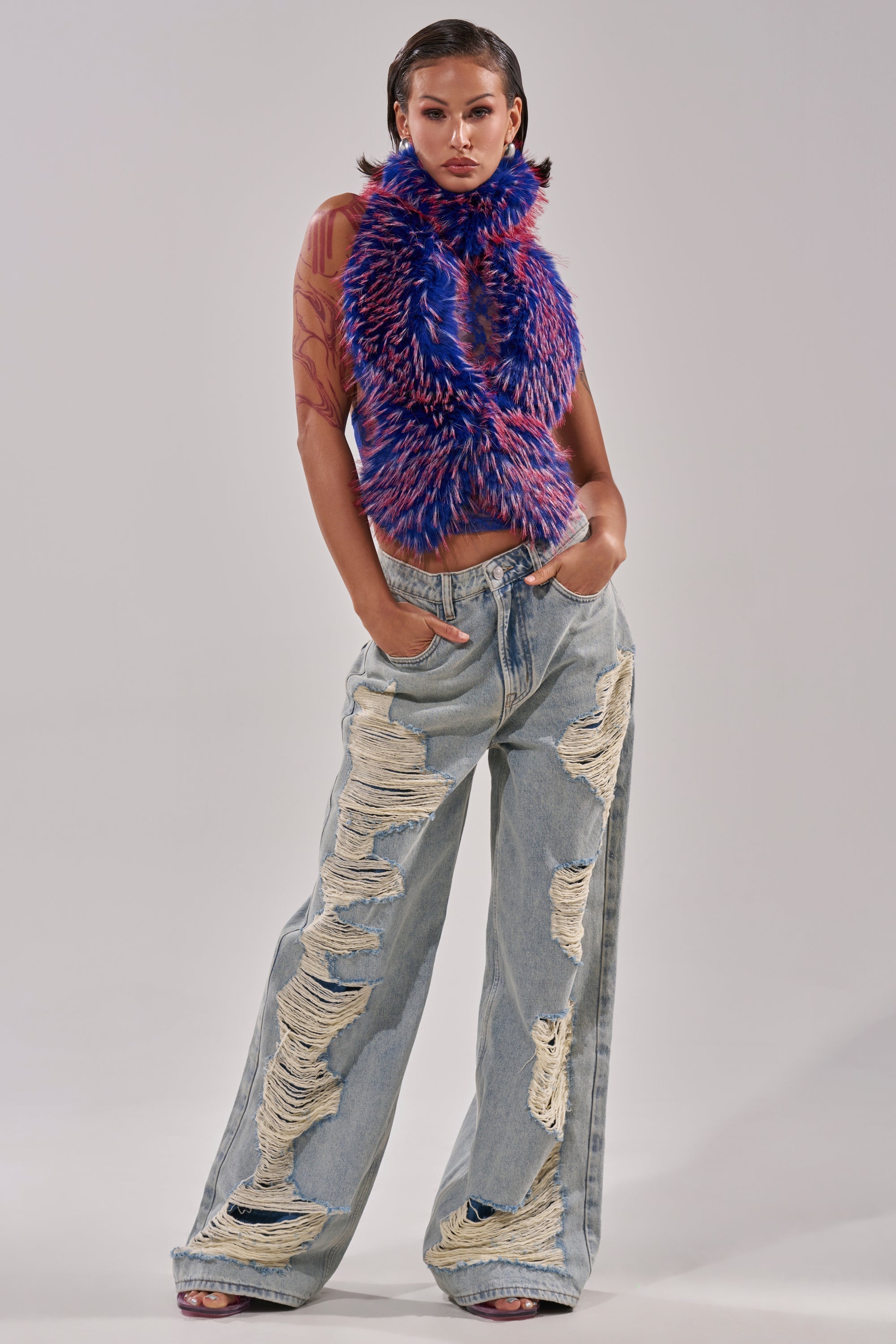 FEEL ME BABY FUR BLOUSE IN BLUE