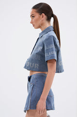 GLAM SQUAD DENIM BUTTON DOWN