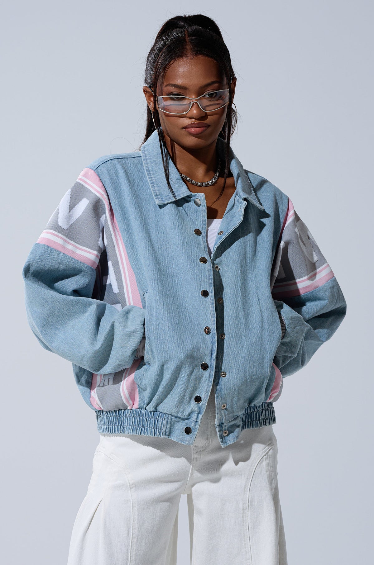 GAME TIME DENIM BOMBER