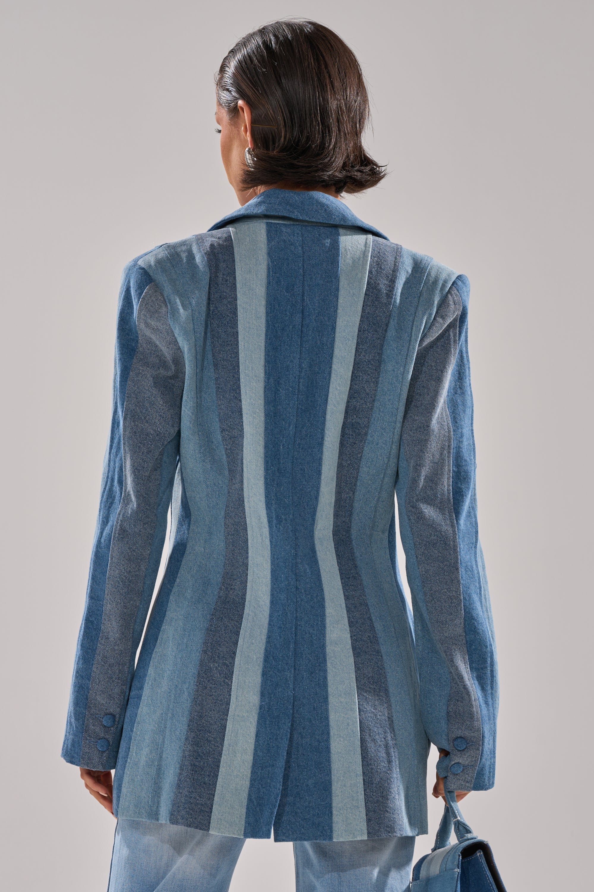 COME SLIDE PATCHWORK DENIM BLAZER
