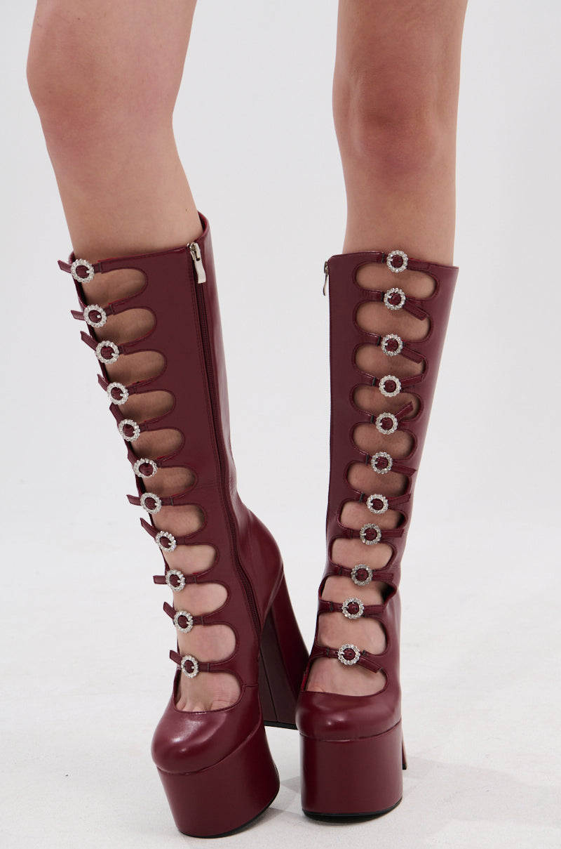 AZALEA WANG TOMLIN BURGUNDY PLATFORM BOOT