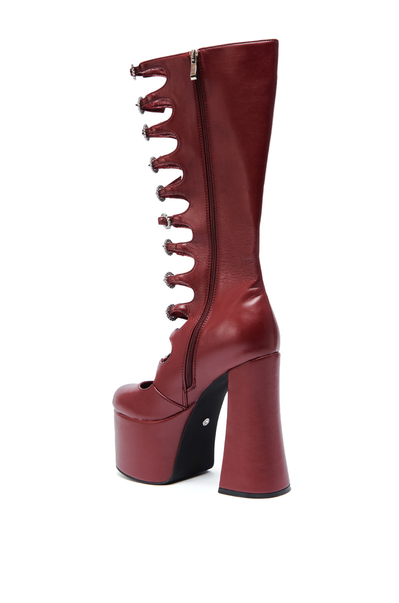 AZALEA WANG TOMLIN BURGUNDY PLATFORM BOOT