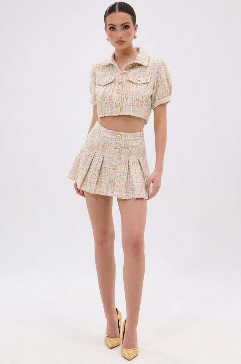 EVERY BIT OF PRETTY TWEED MINI SKIRT