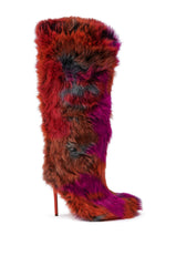 AZALEA WANG UPSETTER ORANGE MULTI FUZZY KNEE HIGH BOOT