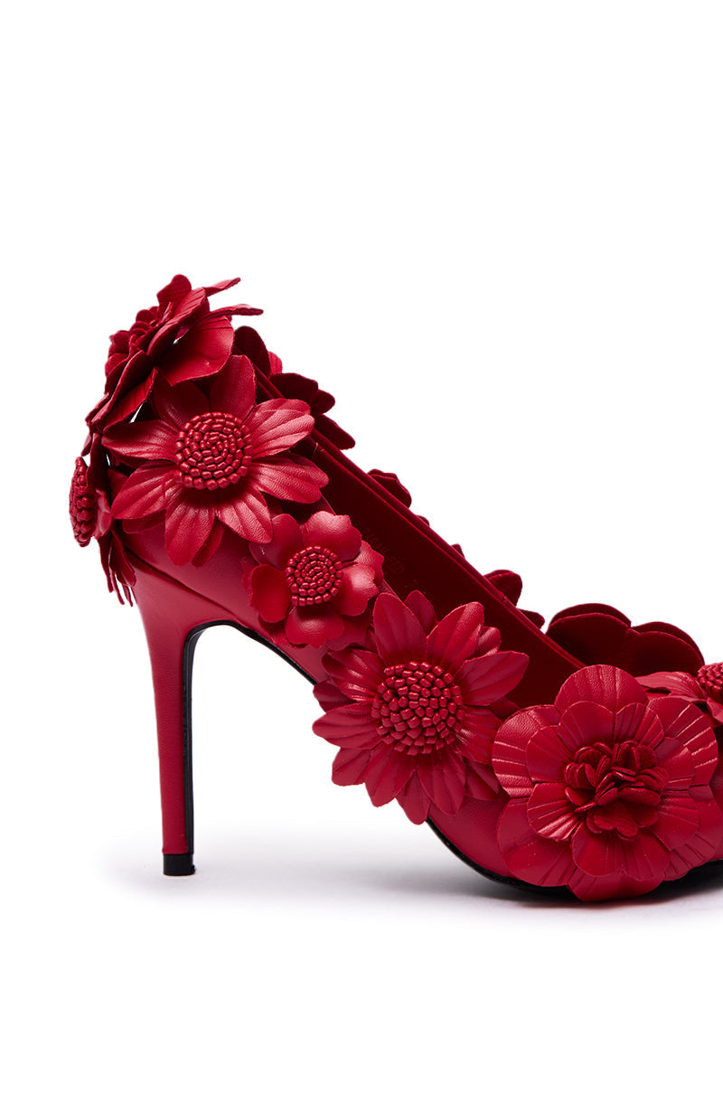 AZALEA WANG ZARAH RED FLOWER PUMP