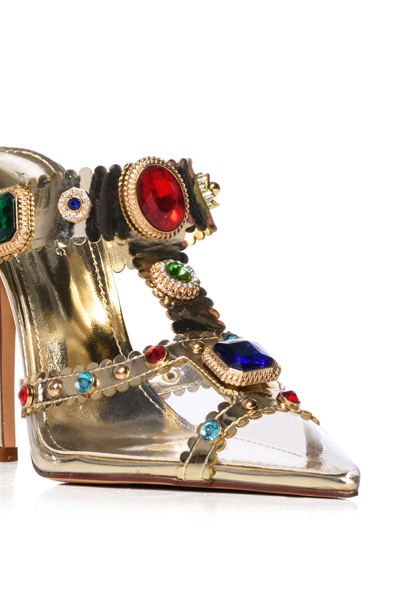 AZALEA WANG ZYA MULTI GOLD EMBELLISHED PVC PUMP