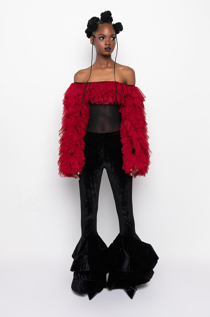 AWARD WINNER MULTI RUFFLE BODYSUIT