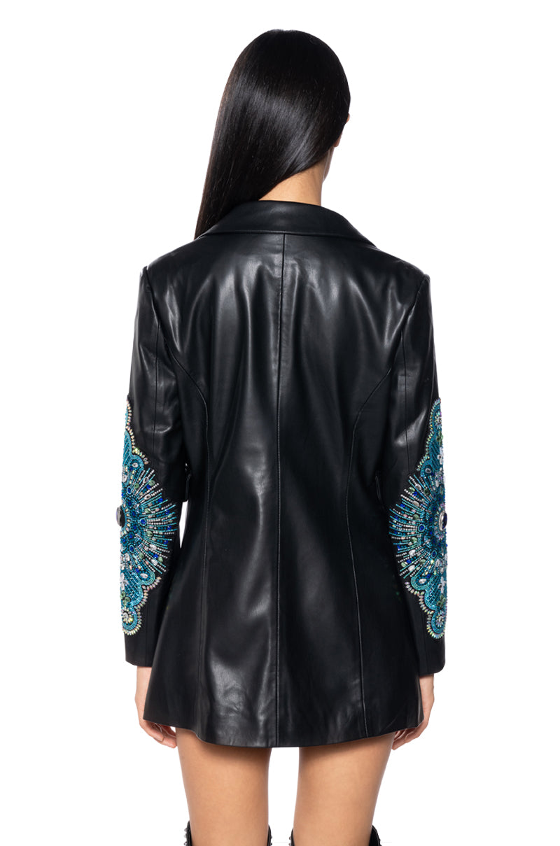 AXELLE PU BLAZER WITH EMBELLISHMENTS