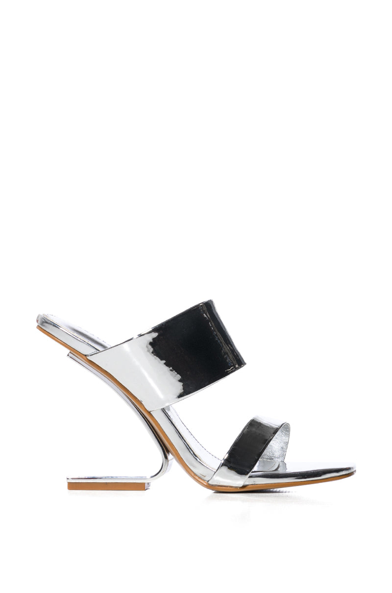 AZALEA WANG BESSIE SILVER NOVELTY HEEL SANDAL