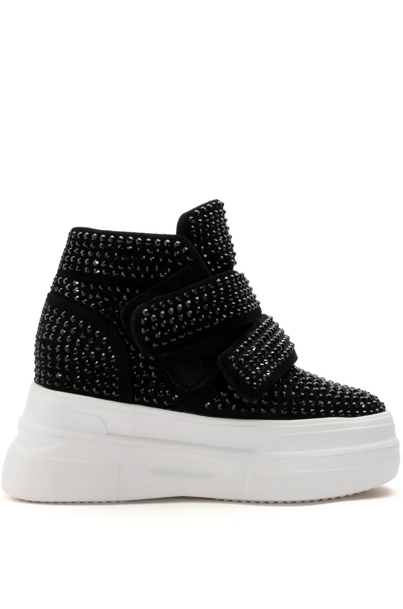 AZALEA WANG CYBER EMBELLISHED PLATFORM SNEAKER IN BLACK