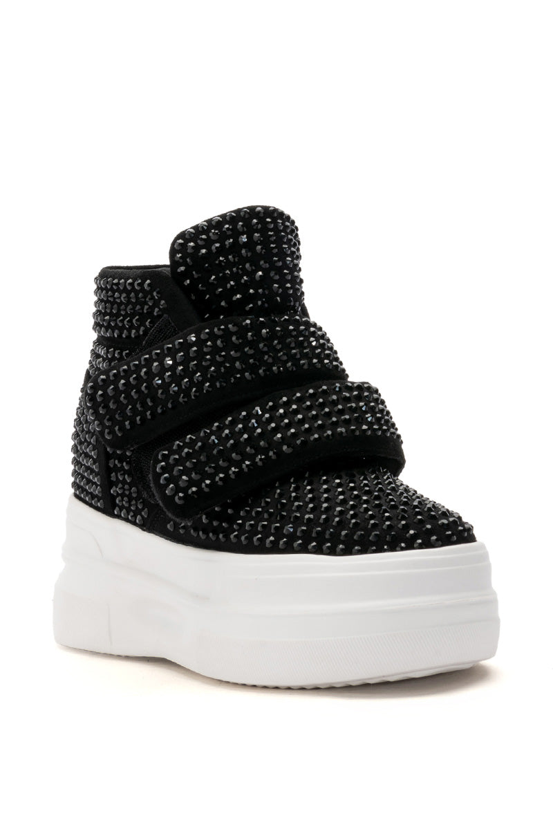 AZALEA WANG CYBER EMBELLISHED PLATFORM SNEAKER IN BLACK