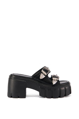 AZALEA WANG EZZIE CHUNKY SANDAL IN BLACK