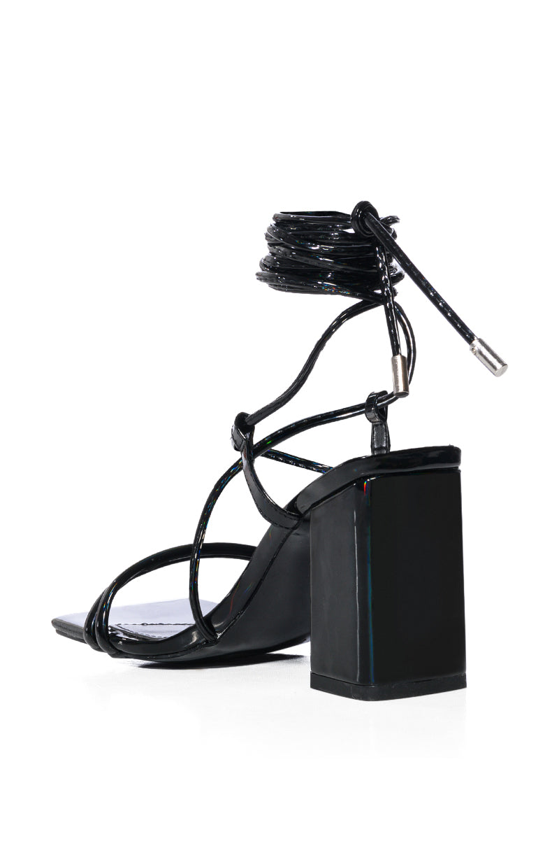 AZALEA WANG JENNING KITTEN HEEL SANDAL IN OIL SLICK