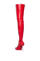 AZALEA WANG MCARTNEY STRETCH RED STILETTO BOOT