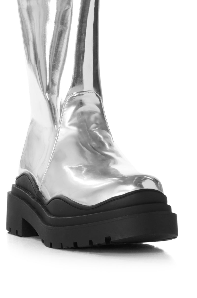 AZALEA WANG NATCHEZ SILVER COMBAT BOOTIE